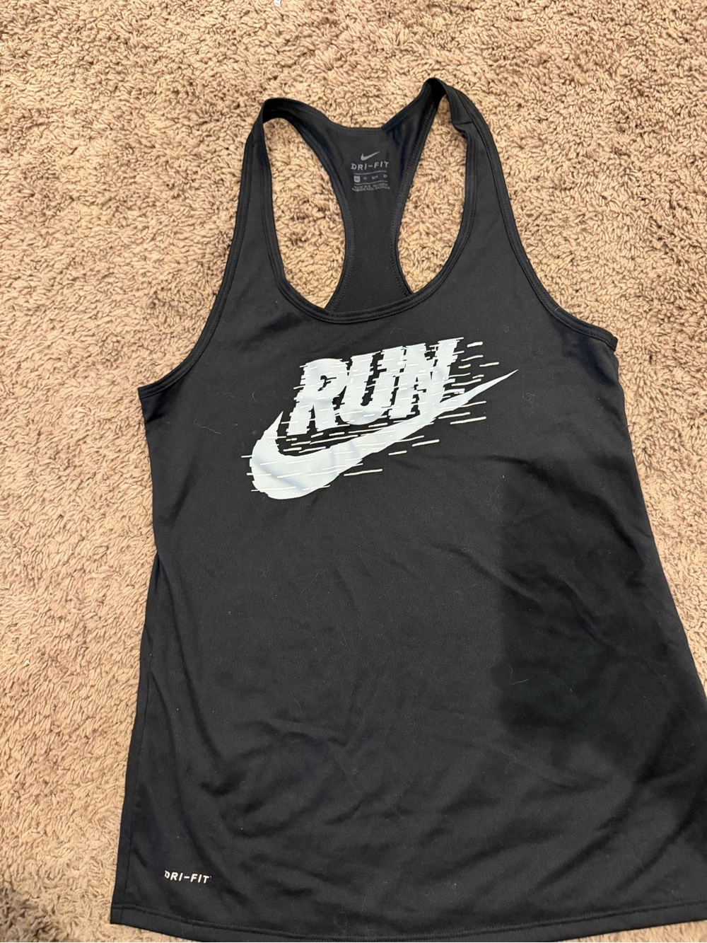 Nike Dri-FIT Racerback Tank in Black & White, Small